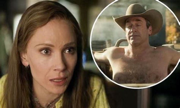 Juno Temple portrays 'wolf in sheep's clothing' while Jon Hamm plays hot-tubbing sheriff with nipple ·